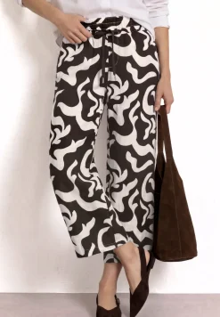 Mid Waist broek met Wide Legs en print