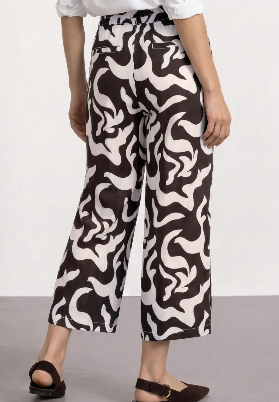 Mid Waist broek met Wide Legs en print