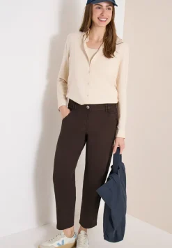 Mid Waist broek met wijde pijpen in casual pasvorm