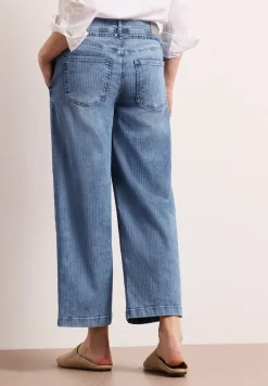 Mid Waist jeans met Wide Legs en strepen
