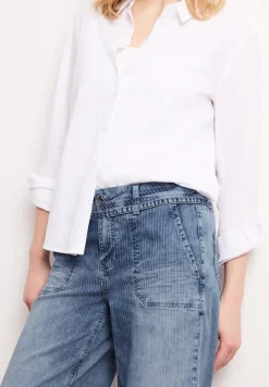 Mid Waist jeans met Wide Legs en strepen