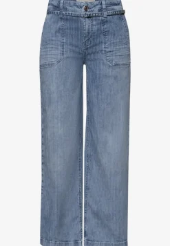 Mid Waist jeans met Wide Legs en strepen
