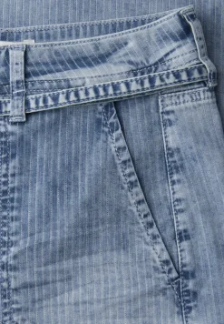 Mid Waist jeans met Wide Legs en strepen