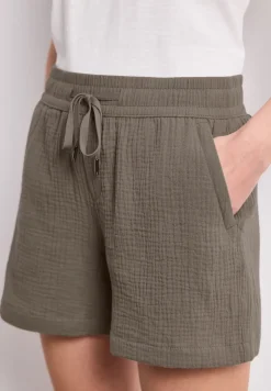 Mid Waist shorts van neteldoek