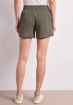 Mid Waist shorts van neteldoek
