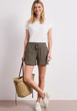 Mid Waist shorts van neteldoek