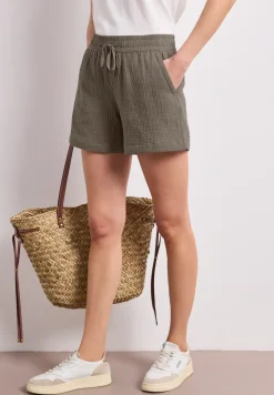 Mid Waist shorts van neteldoek