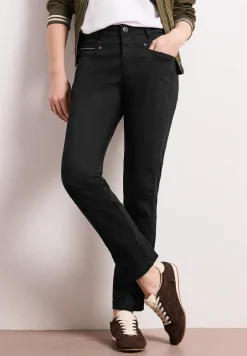 Mid Waist Slim Legs broek in satijnlook