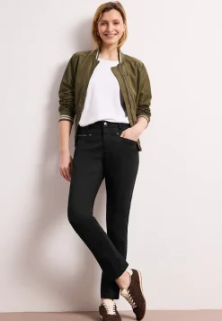 Mid Waist Slim Legs broek in satijnlook