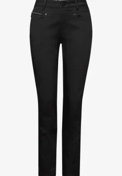 Mid Waist Slim Legs broek in satijnlook