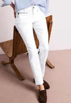 Mid Waist Slim Legs broek in satijnlook
