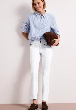 Mid Waist Slim Legs broek in satijnlook