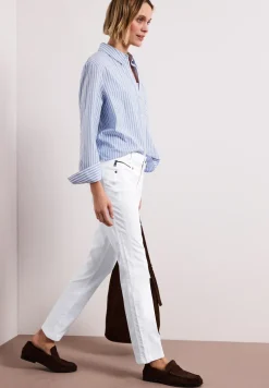 Mid Waist Slim Legs broek in satijnlook