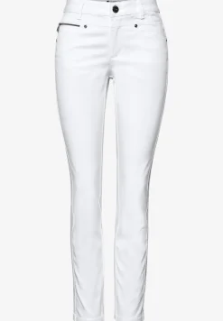 Mid Waist Slim Legs broek in satijnlook