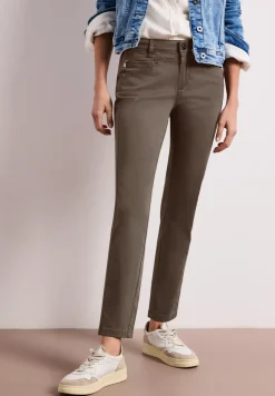 Mid Waist Slim Legs broek in satijnlook