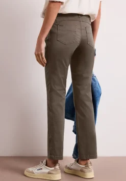 Mid Waist Slim Legs broek in satijnlook