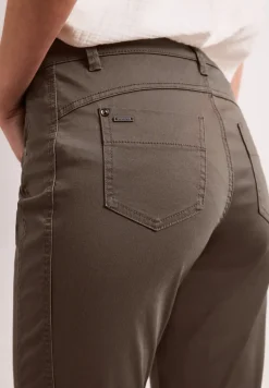 Mid Waist Slim Legs broek in satijnlook