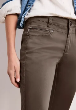 Mid Waist Slim Legs broek in satijnlook