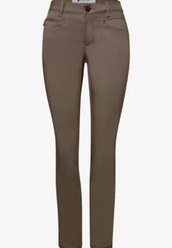 Mid Waist Slim Legs broek in satijnlook