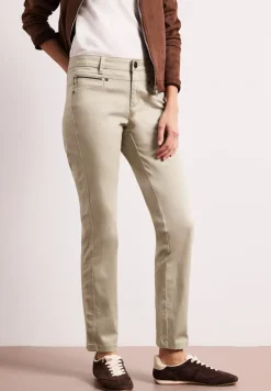 Mid Waist Slim Legs broek in satijnlook