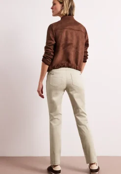 Mid Waist Slim Legs broek in satijnlook