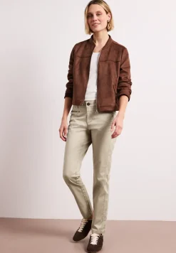 Mid Waist Slim Legs broek in satijnlook