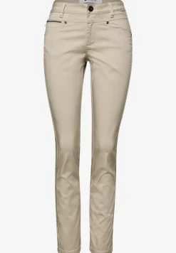 Mid Waist Slim Legs broek in satijnlook