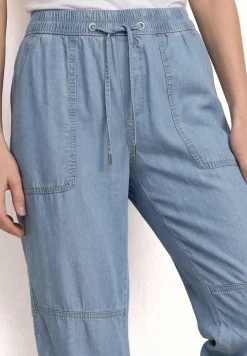 Mid Waist Slim Legs broek in een gewassen look