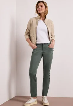 Mid Waist Slim Legs broek in satijnlook