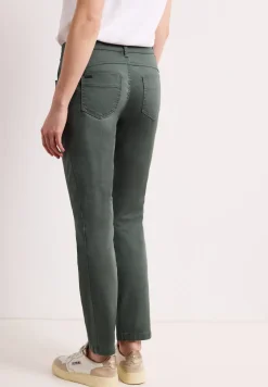 Mid Waist Slim Legs broek in satijnlook