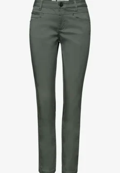 Mid Waist Slim Legs broek in satijnlook
