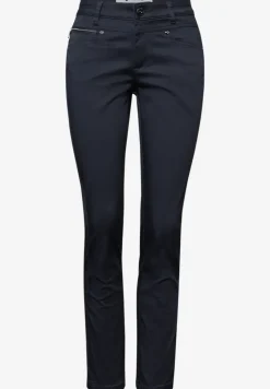 Mid Waist Slim Legs broek in satijnlook