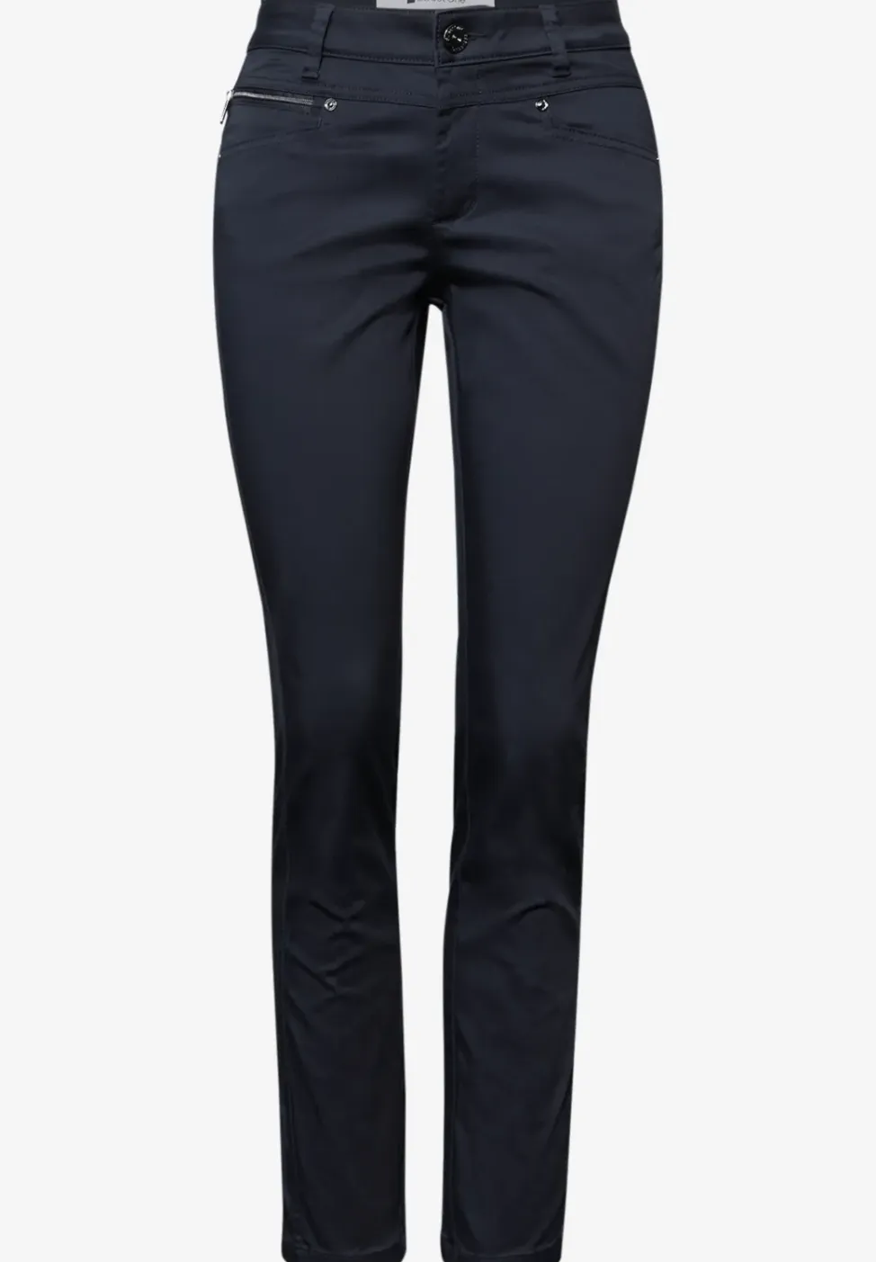 Mid Waist Slim Legs broek in satijnlook