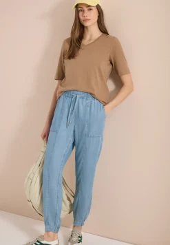 Mid Waist Slim Legs broek in een gewassen look