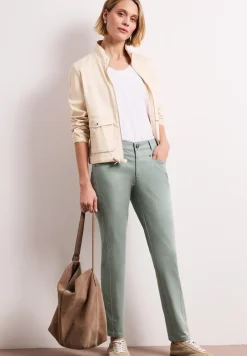 Mid Waist Slim Legs broek in satijnlook