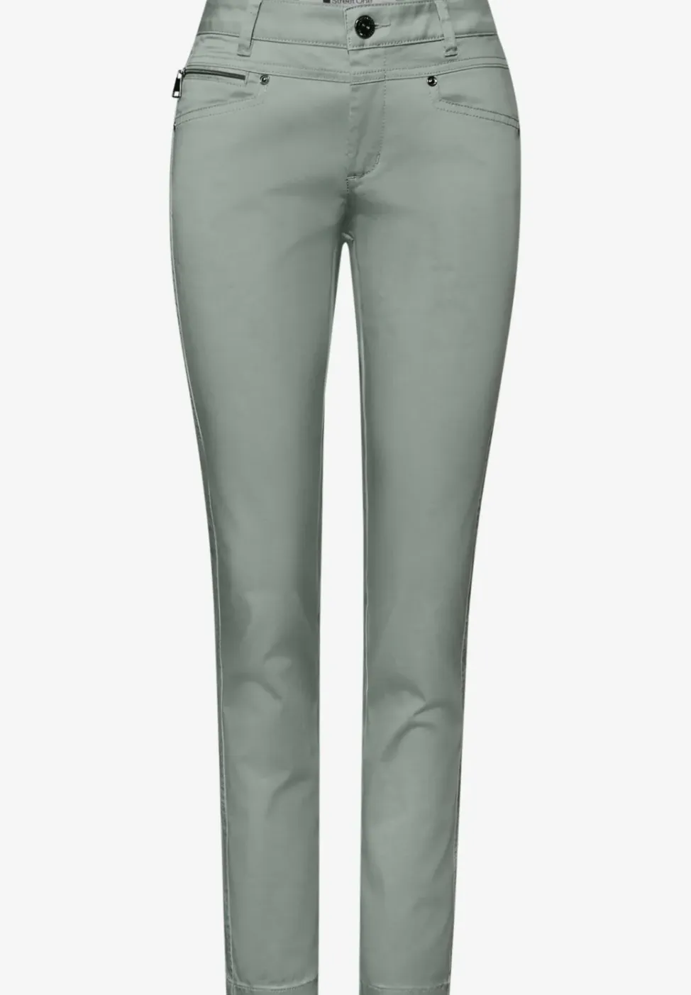 Mid Waist Slim Legs broek in satijnlook