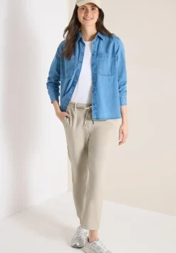 Mid Waist Slim Legs broek in Loose Fit