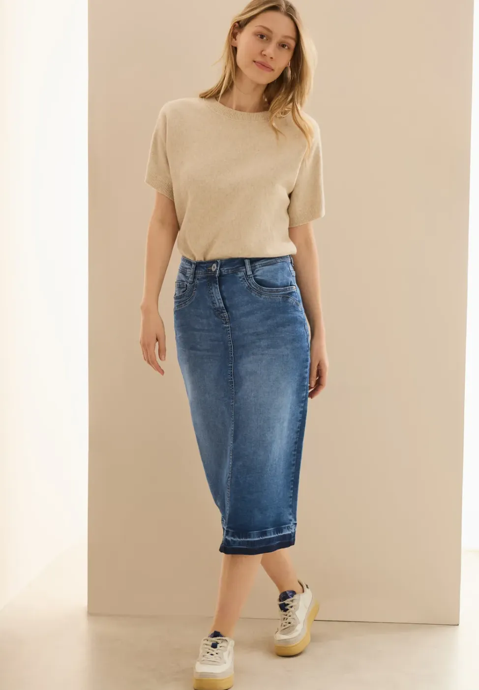 Midi denim rok