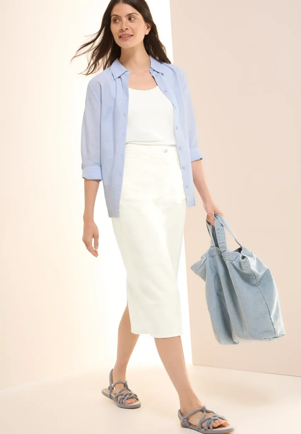 Midi denim rok