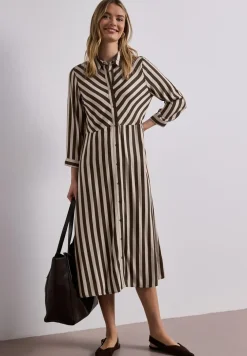 Midi-jurk met doorlopende knoopsluiting
