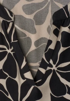 Midi-jurk met gespleten hals in etnische look