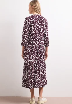 Midi-jurk met gespleten hals en print