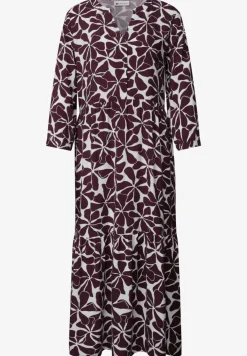 Midi-jurk met gespleten hals en print