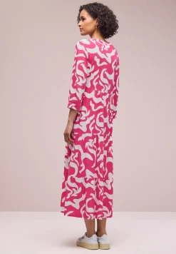 Midi-jurk met gespleten hals en print