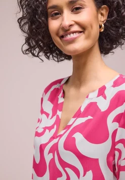 Midi-jurk met gespleten hals en print