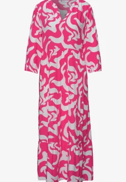 Midi-jurk met gespleten hals en print