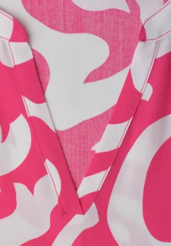 Midi-jurk met gespleten hals en print