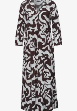 Midi-jurk met gespleten hals en print