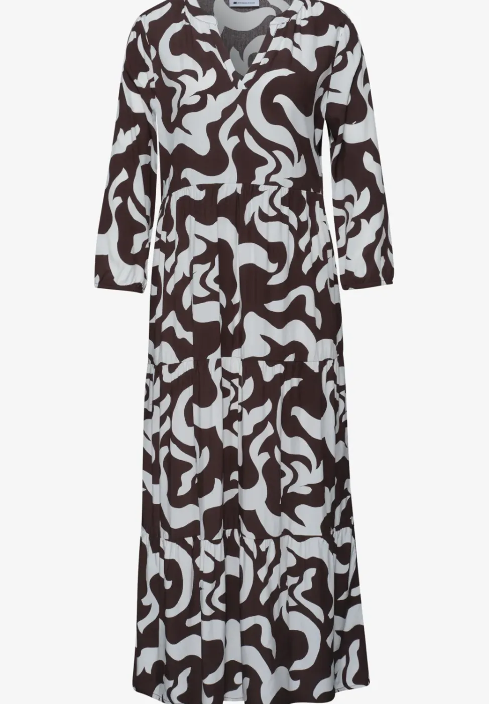 Midi-jurk met gespleten hals en print