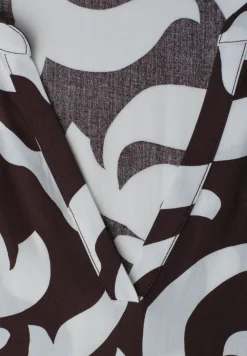 Midi-jurk met gespleten hals en print